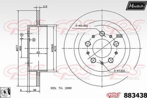 Maxtech 883438.0080 - Гальмівний диск autozip.com.ua