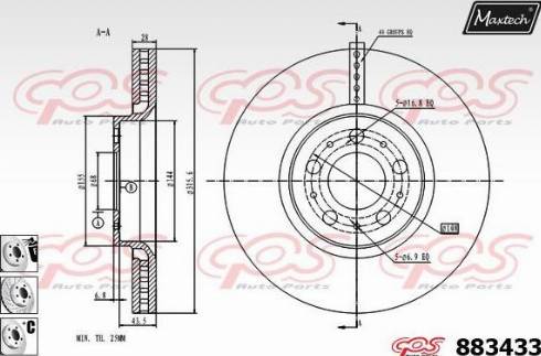 Maxtech 883433.6980 - Гальмівний диск autozip.com.ua