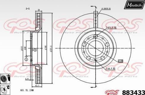 Maxtech 883433.6060 - Гальмівний диск autozip.com.ua