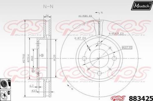 Maxtech 883425.6060 - Гальмівний диск autozip.com.ua