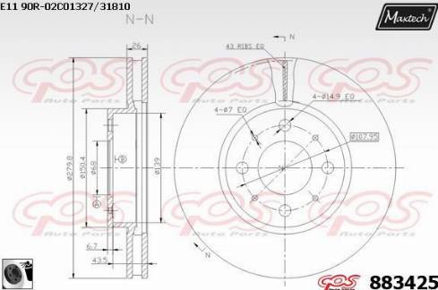 Maxtech 883425.0060 - Гальмівний диск autozip.com.ua