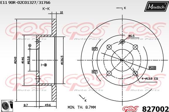 Maxtech 883425 - Гальмівний диск autozip.com.ua