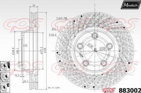 Maxtech 883002.6880 - Гальмівний диск autozip.com.ua