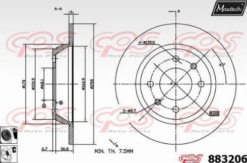 Maxtech 883206.6060 - Гальмівний диск autozip.com.ua