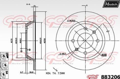 Maxtech 883206.6880 - Гальмівний диск autozip.com.ua