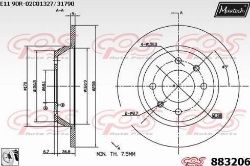 Maxtech 883206.0080 - Гальмівний диск autozip.com.ua