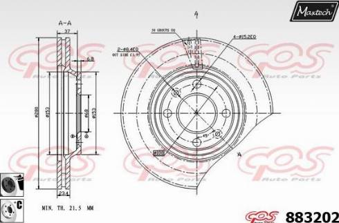 Maxtech 883202.6060 - Гальмівний диск autozip.com.ua