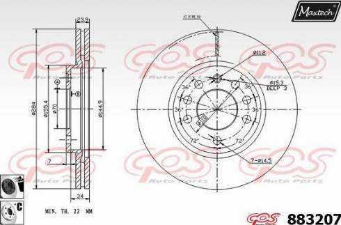 Maxtech 883207.6060 - Гальмівний диск autozip.com.ua