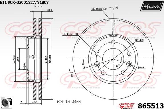 Maxtech 883207 - Гальмівний диск autozip.com.ua