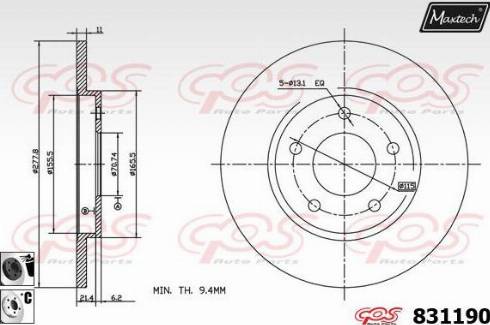 Maxtech 831190.6060 - Гальмівний диск autozip.com.ua