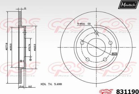 Maxtech 831190.A000 - Гальмівний диск autozip.com.ua