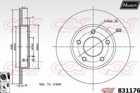 Maxtech 831176.6060 - Гальмівний диск autozip.com.ua