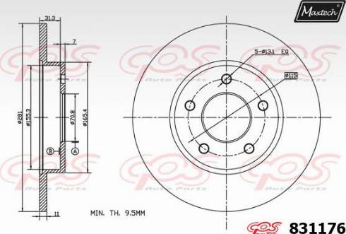 Maxtech 831176.0000 - Гальмівний диск autozip.com.ua