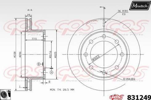 Maxtech 831249.0060 - Гальмівний диск autozip.com.ua