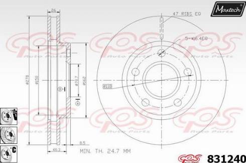 Maxtech 831240.6880 - Гальмівний диск autozip.com.ua