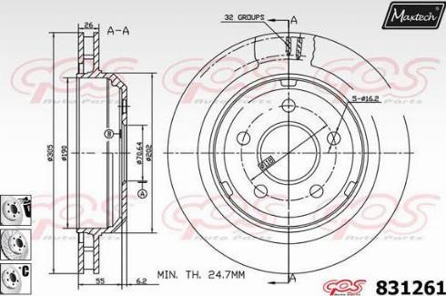 Maxtech 831261.6880 - Гальмівний диск autozip.com.ua