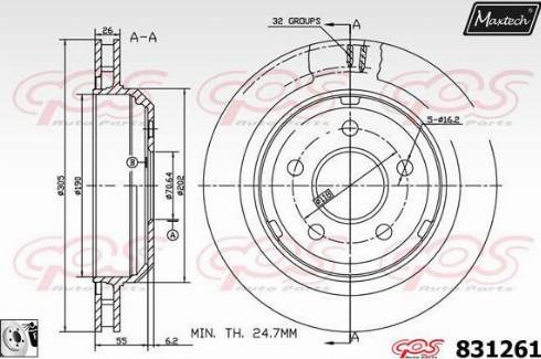 Maxtech 831261.0080 - Гальмівний диск autozip.com.ua