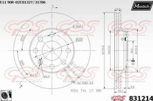 Maxtech 831214.0060 - Гальмівний диск autozip.com.ua