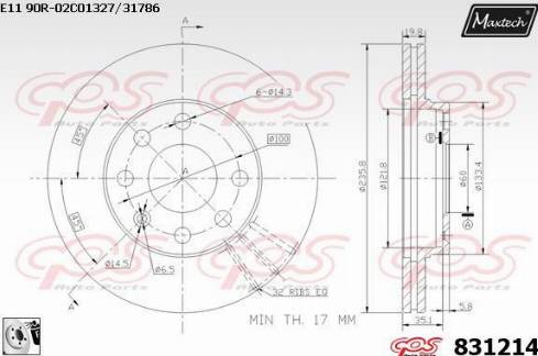 Maxtech 831214.0080 - Гальмівний диск autozip.com.ua