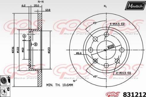 Maxtech 831212.6060 - Гальмівний диск autozip.com.ua