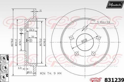 Maxtech 831239.6880 - Гальмівний диск autozip.com.ua