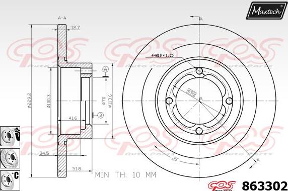 Maxtech 885102 - Гальмівний диск autozip.com.ua