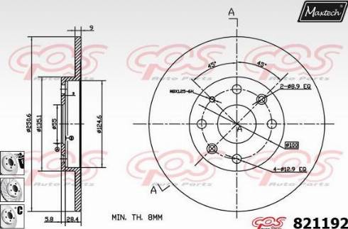 Maxtech 821192.6880 - Гальмівний диск autozip.com.ua