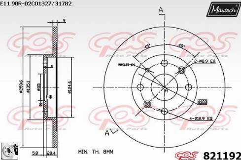 Maxtech 821192.0080 - Гальмівний диск autozip.com.ua