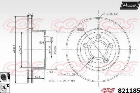 Maxtech 821185.6060 - Гальмівний диск autozip.com.ua