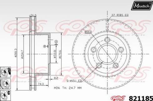 Maxtech 821185.6980 - Гальмівний диск autozip.com.ua