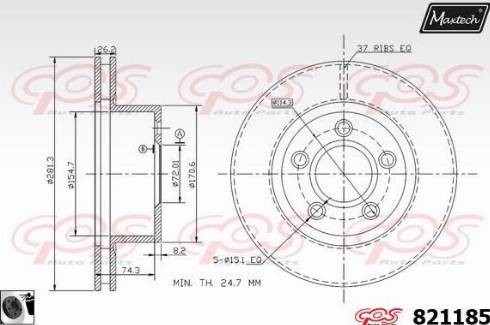 Maxtech 821185.0060 - Гальмівний диск autozip.com.ua