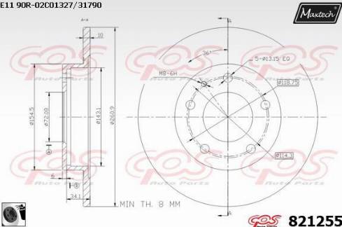 Maxtech 821255.0060 - Гальмівний диск autozip.com.ua