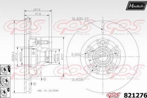 Maxtech 821276.6880 - Гальмівний диск autozip.com.ua