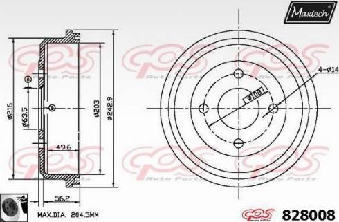 Maxtech 828008.0060 - Гальмівний барабан autozip.com.ua