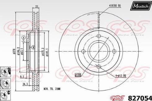 Maxtech 827054.6880 - Гальмівний диск autozip.com.ua