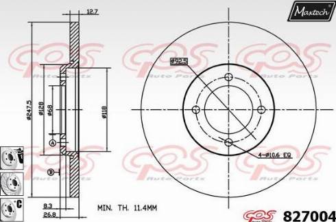 Maxtech 827004.6880 - Гальмівний диск autozip.com.ua