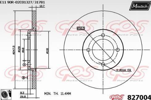 Maxtech 827004.0060 - Гальмівний диск autozip.com.ua