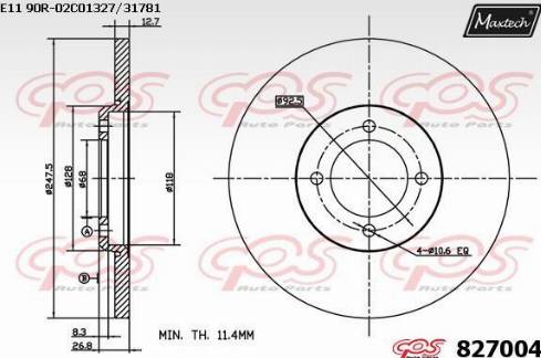 Maxtech 827004.0000 - Гальмівний диск autozip.com.ua