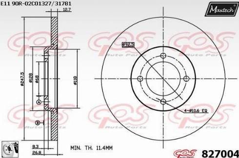 Maxtech 827004.0080 - Гальмівний диск autozip.com.ua