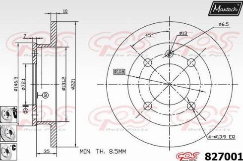 Maxtech 827001.6880 - Гальмівний диск autozip.com.ua