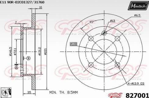 Maxtech 827001.0080 - Гальмівний диск autozip.com.ua