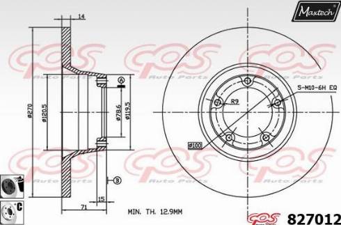 Maxtech 827012.6060 - Гальмівний диск autozip.com.ua