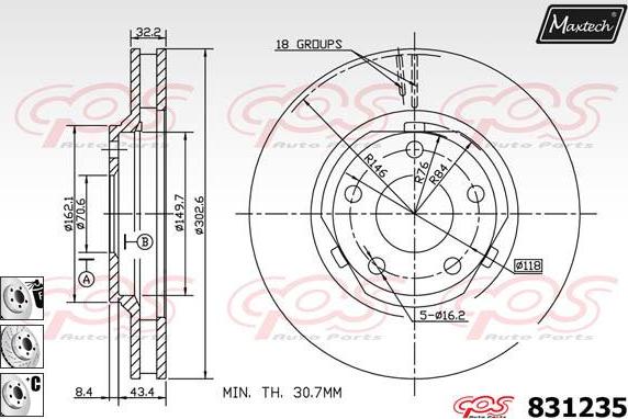 Maxtech 827037 - Гальмівний диск autozip.com.ua