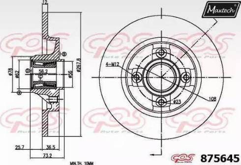 Maxtech 875645.6885 - Гальмівний диск autozip.com.ua