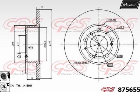 Maxtech 875655.6060 - Гальмівний диск autozip.com.ua