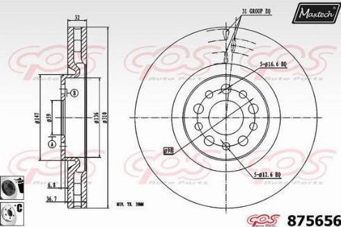 Maxtech 875656.6060 - Гальмівний диск autozip.com.ua