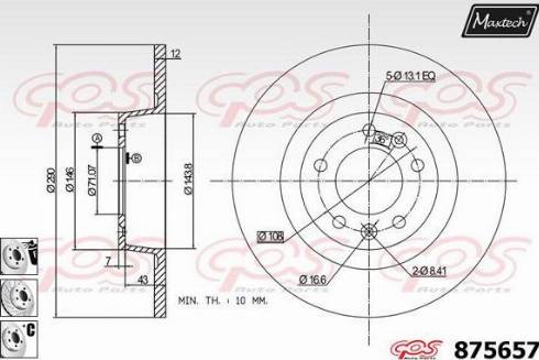 Maxtech 875657.6880 - Гальмівний диск autozip.com.ua