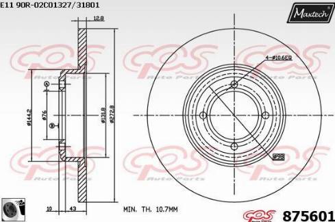 Maxtech 875601.0060 - Гальмівний диск autozip.com.ua