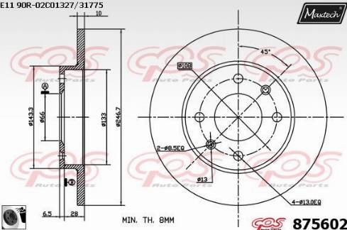 Maxtech 875602.0060 - Гальмівний диск autozip.com.ua