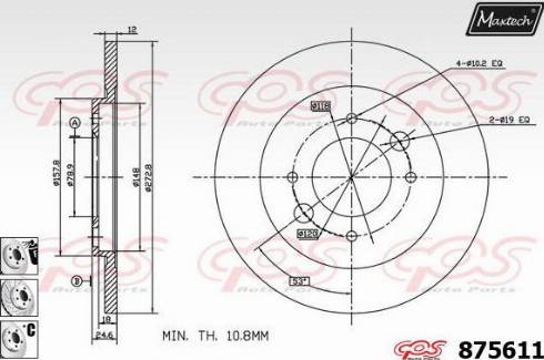 Maxtech 875611.6880 - Гальмівний диск autozip.com.ua